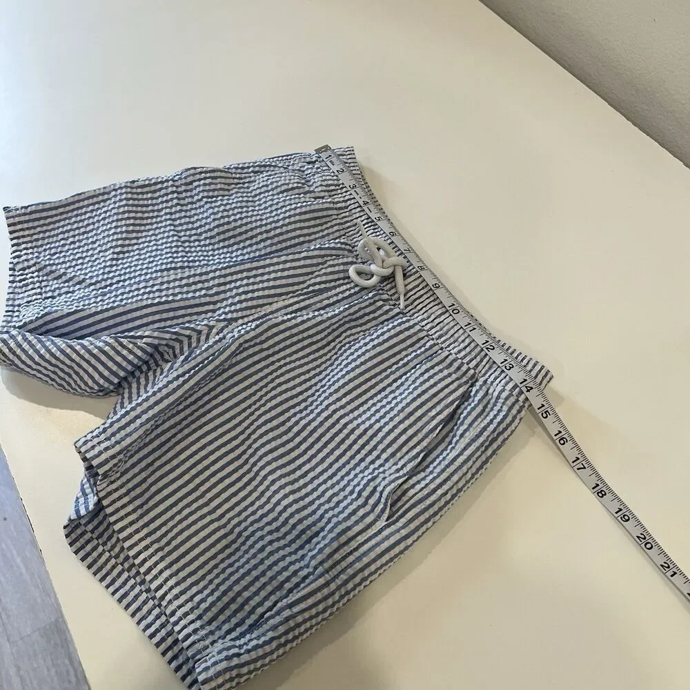 J.Crew Flex Swim Trunks Seersucker Striped Board Shorts Blue Small Mens AK875